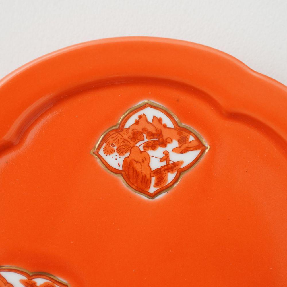 【12月お届け】有田焼 赤絵金彩 木瓜山水 五方取り皿