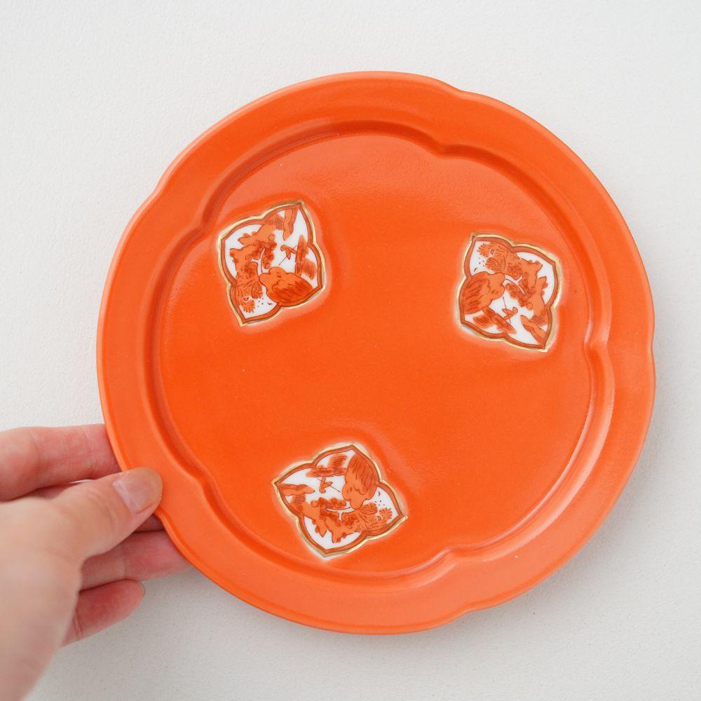 【12月お届け】有田焼 赤絵金彩 木瓜山水 五方取り皿