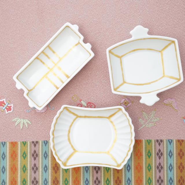 伊万里焼　雲母金線　宝尽くし豆鉢　3点セット　FOURGRACEオリジナル