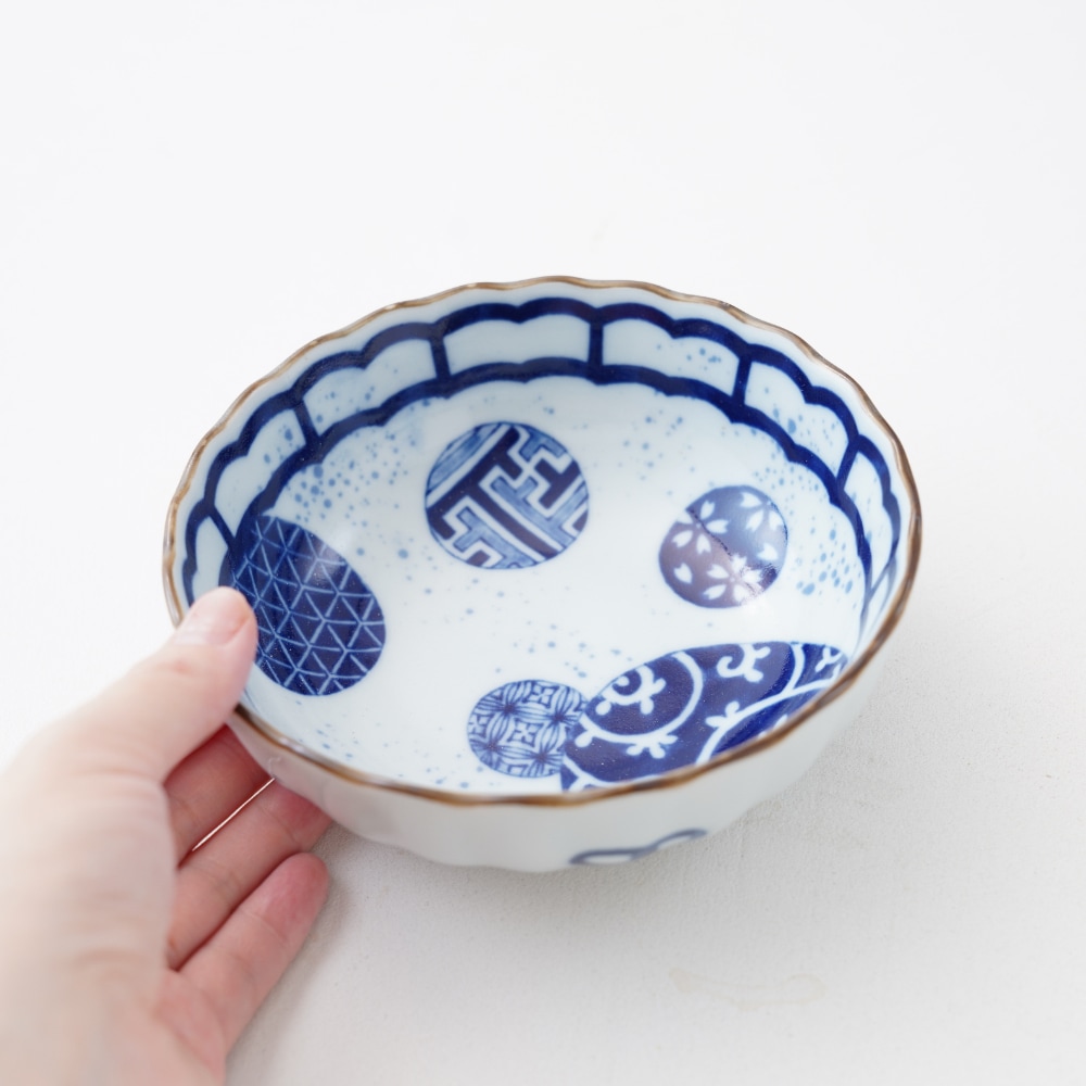 5点セット】吹墨丸紋 菊型4.5寸鉢｜ 四季折々のおしゃれな和食器通販