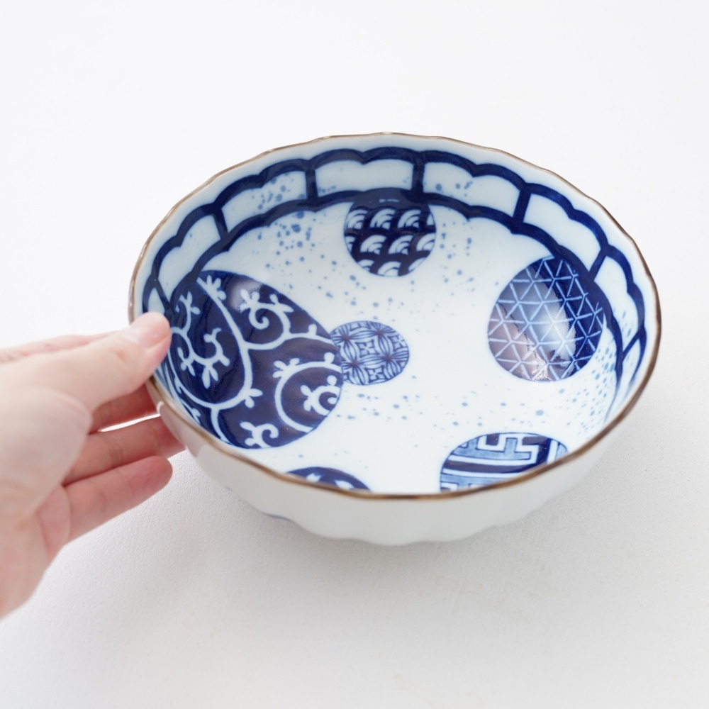 3点セット】吹墨丸紋 菊型5.5寸鉢｜ 四季折々のおしゃれな和食器通販