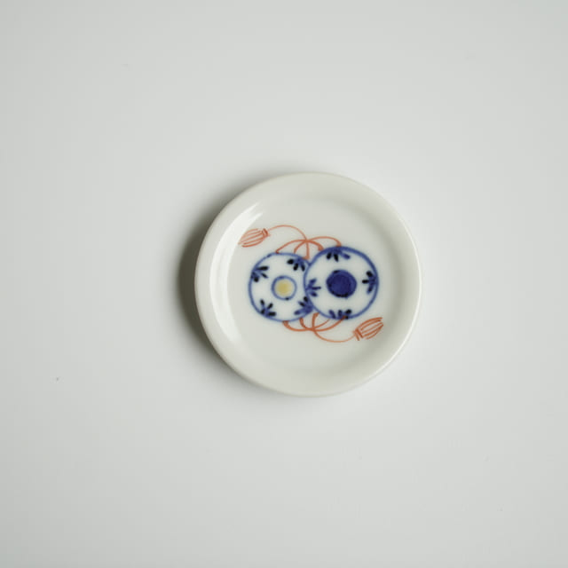 有田焼　染錦宝尽くし　豆皿（鼓）