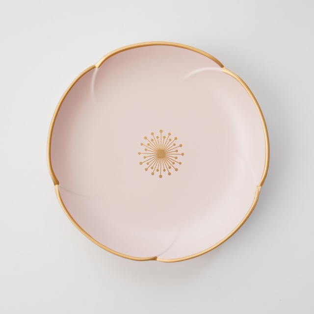 越前塗 梅銘々皿15cm 総ピンク縁金 しべ金 FOURGRACEオリジナル