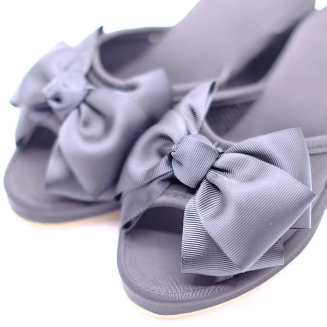 リボンスリッパ　ブラック　8cmヒール