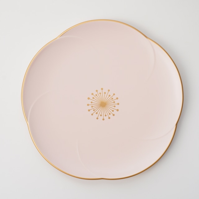 越前塗 梅皿21cm 総ピンク縁金 しべ金 FOURGRACEオリジナル