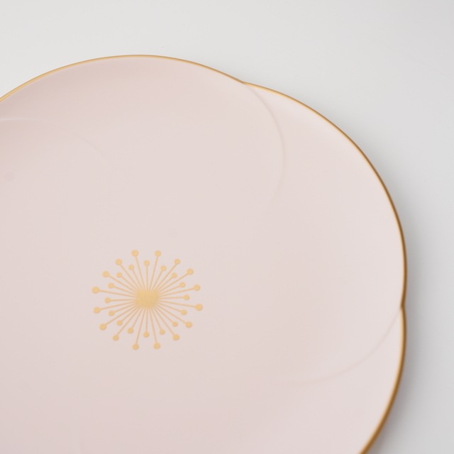 越前塗　梅皿21cm　　総ピンク縁金　　しべ金　FOURGRACEオリジナル