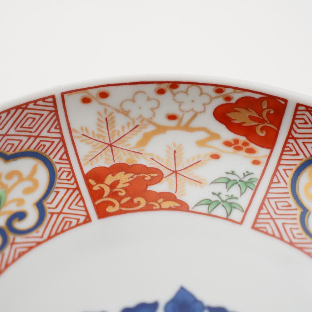 波佐見焼 染錦窓絵霊芝文　和皿