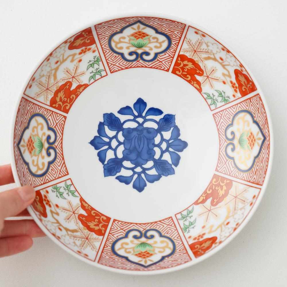 波佐見焼 染錦窓絵霊芝文　和皿