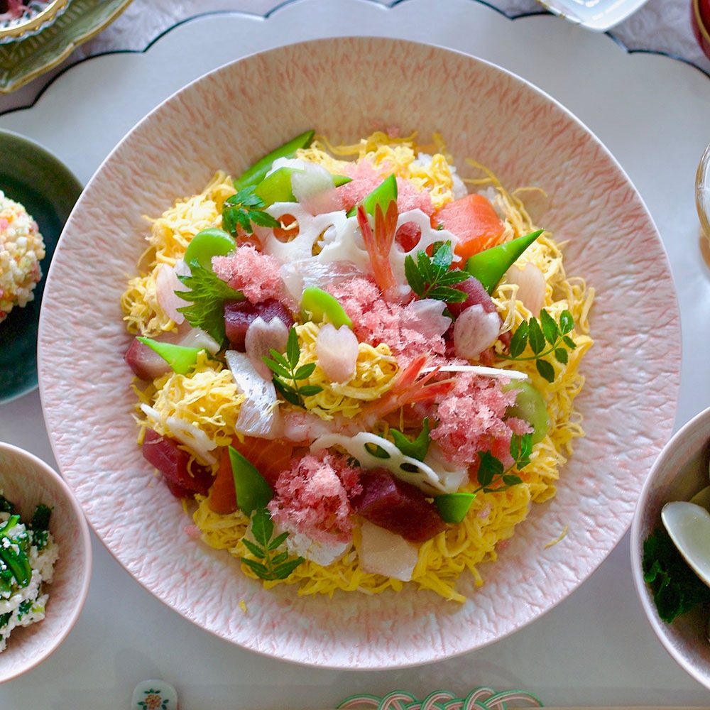 とちり丸皿（大）22.5cm ピンク