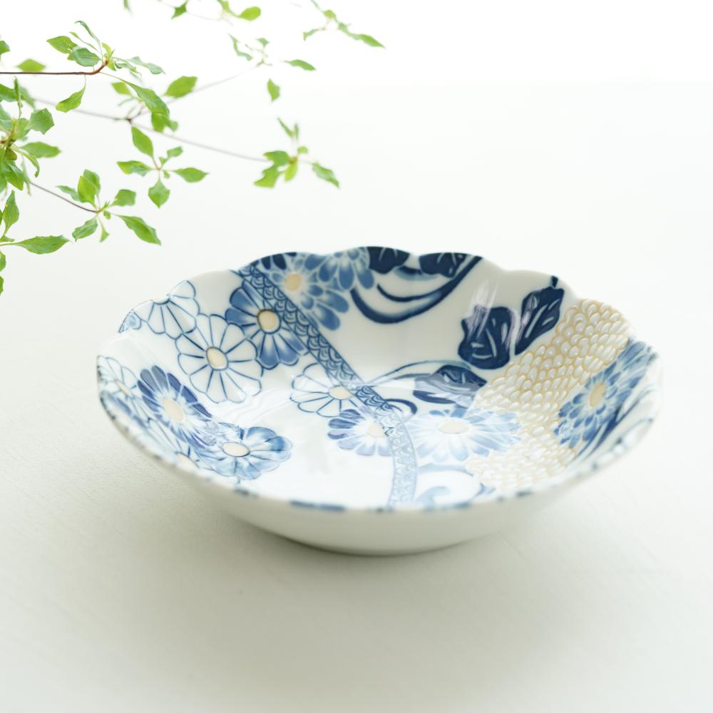 藍祥瑞 5寸浅鉢【5枚セット】｜ 四季折々のおしゃれな和食器通販