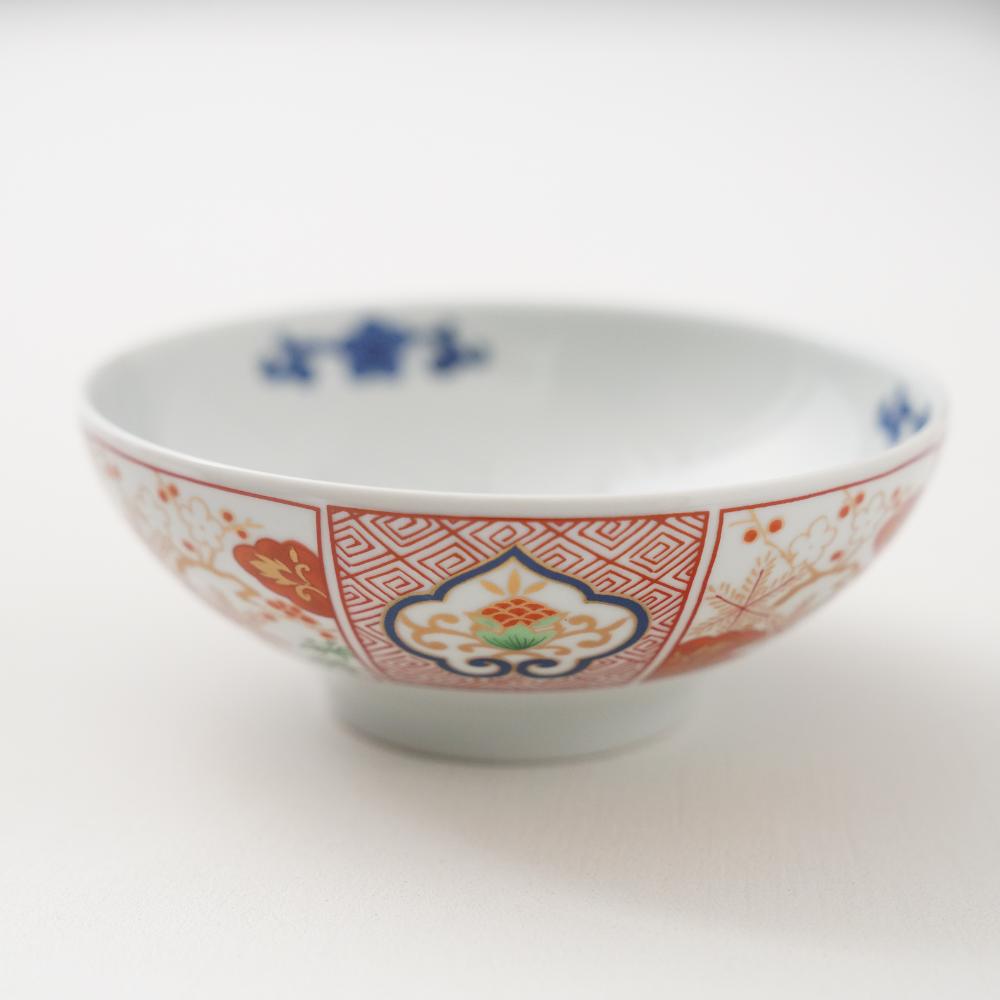 波佐見焼 染錦窓絵霊芝文　丸小鉢