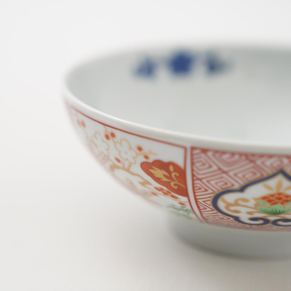 波佐見焼 染錦窓絵霊芝文　丸小鉢