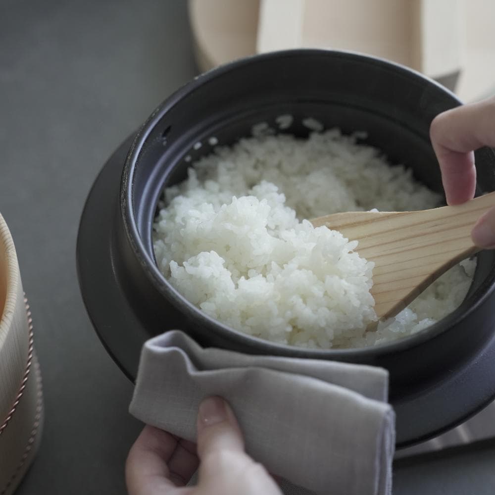 【土鍋職人のこだわり】萬古焼 羽釜 3合ごはん鍋 (敷板・しゃもじ付)