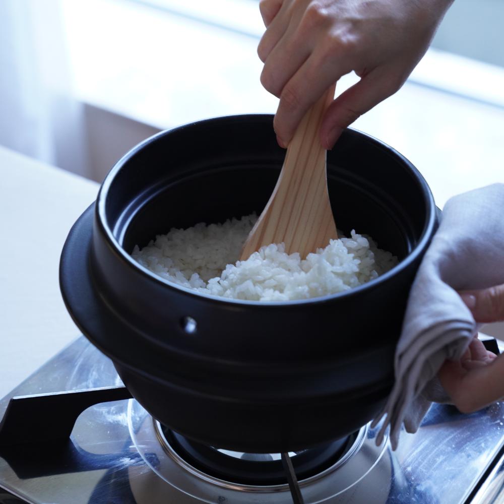 【土鍋職人のこだわり】萬古焼 羽釜 3合ごはん鍋 (敷板・しゃもじ付)