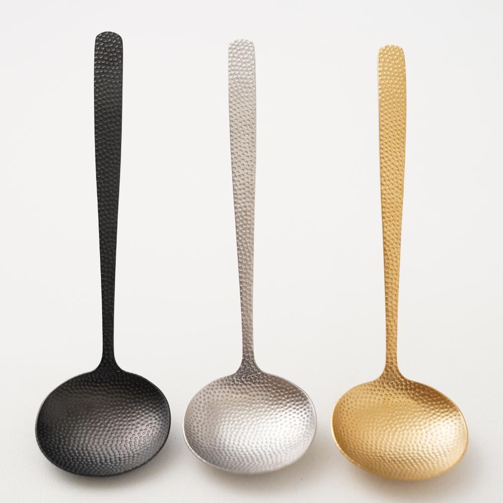 槌目入りお玉　穴無し　ブラック