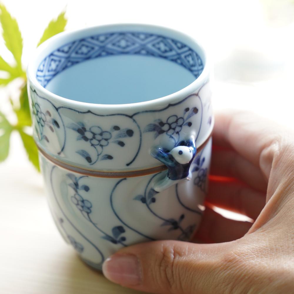 割草花一閑人 彫コップ 大