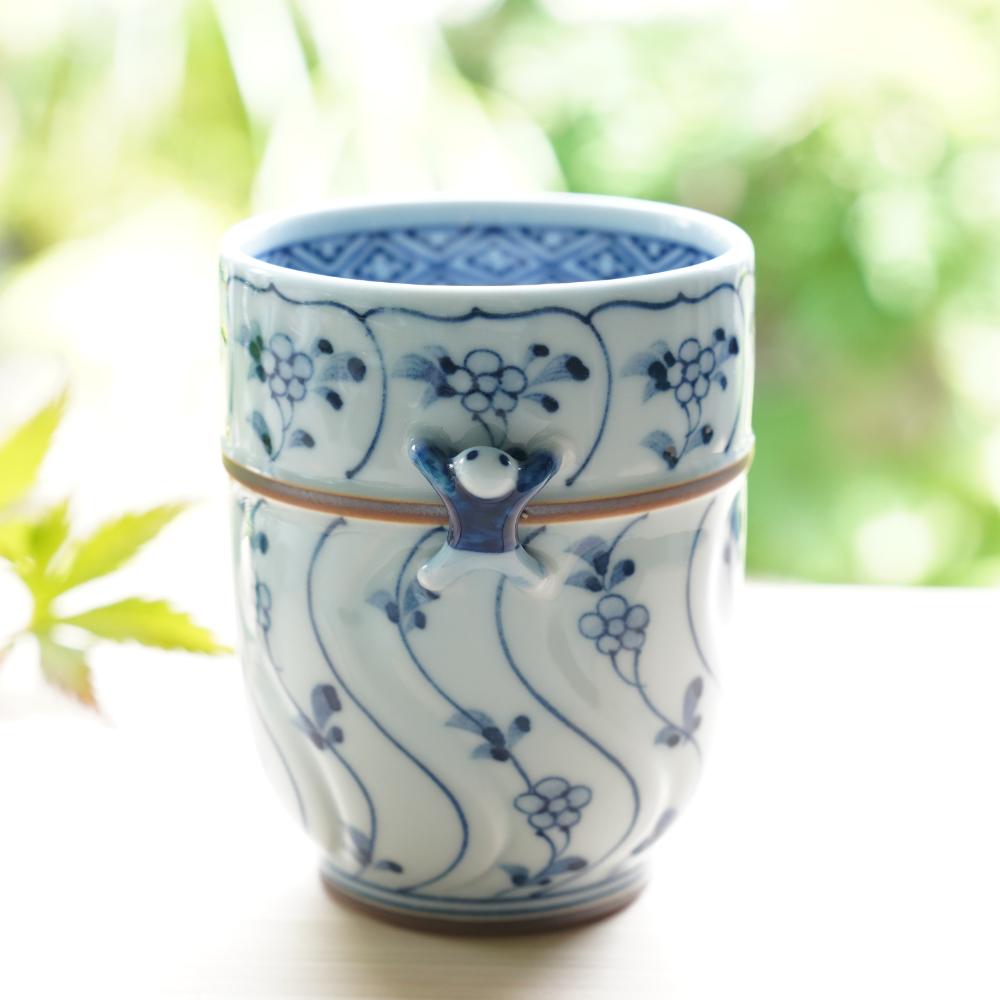 割草花一閑人 彫コップ 大