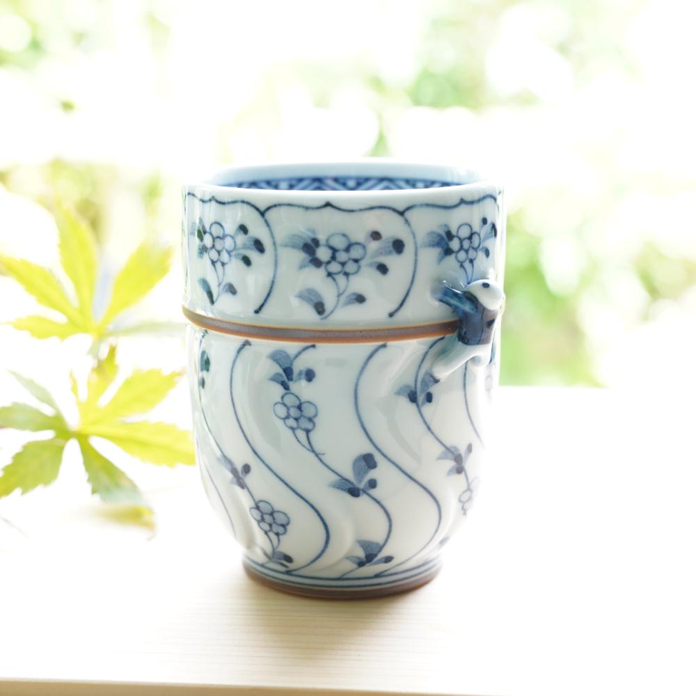 割草花一閑人 彫コップ 大
