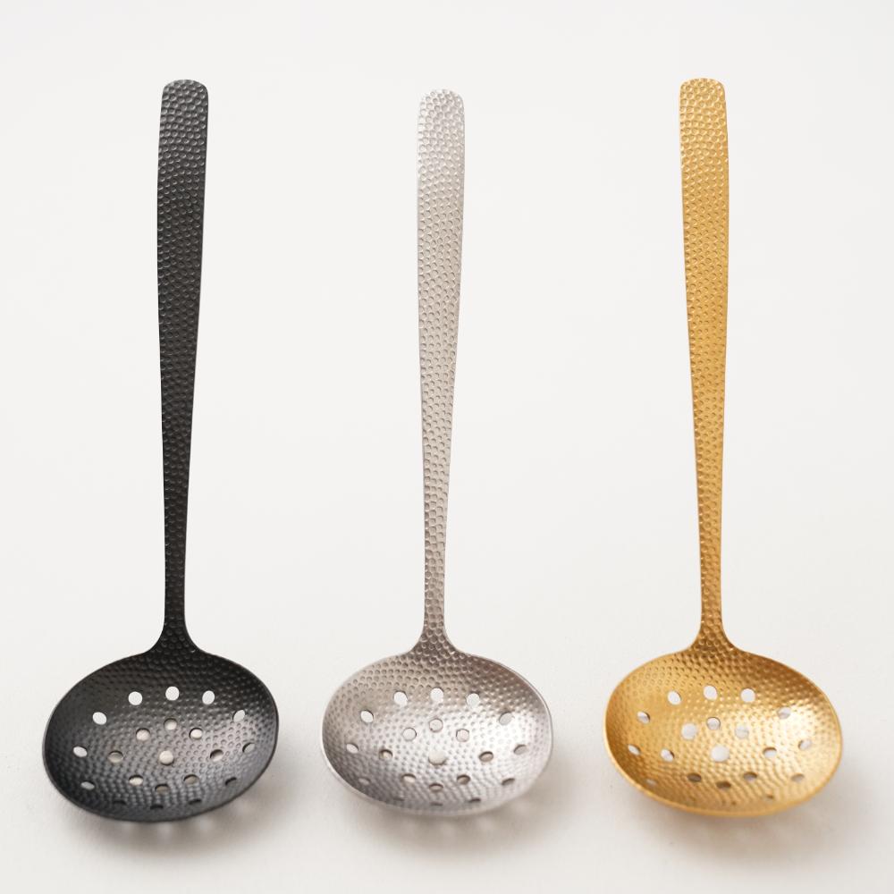 【予約/11月中お届け】槌目入りお玉　穴有　ゴールド