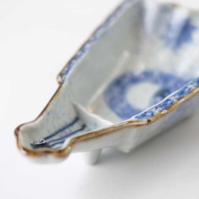 染付春秋丸紋　半開扇面向付
