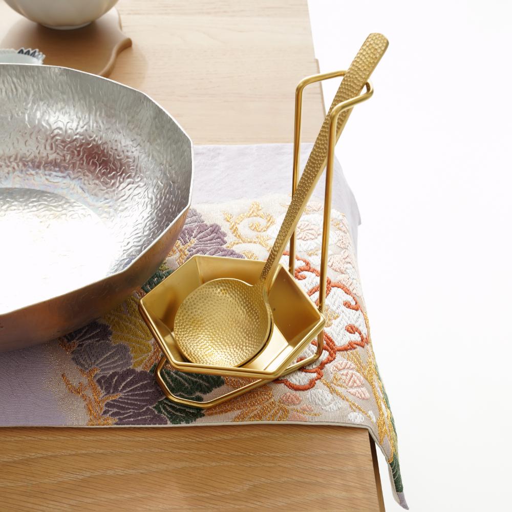 槌目入りお玉　穴無し　ゴールド