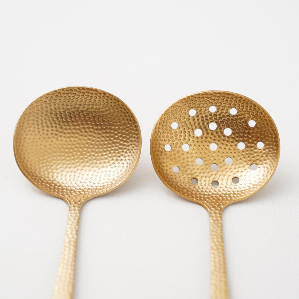 槌目入りお玉　穴無し　ゴールド