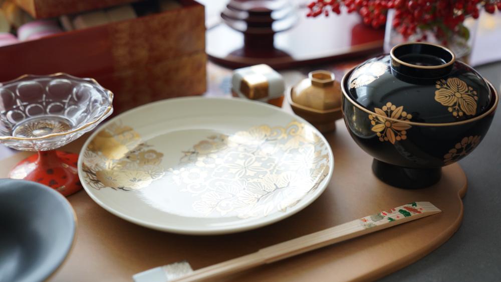 【11月末頃お届け】松竹梅花の丸 7号皿（化粧箱入り）FOURGRACEオリジナル