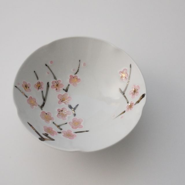 伊万里焼　一珍紅梅　五方押鉢