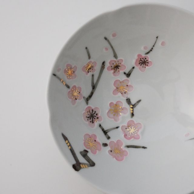 伊万里焼　一珍紅梅　五方押鉢