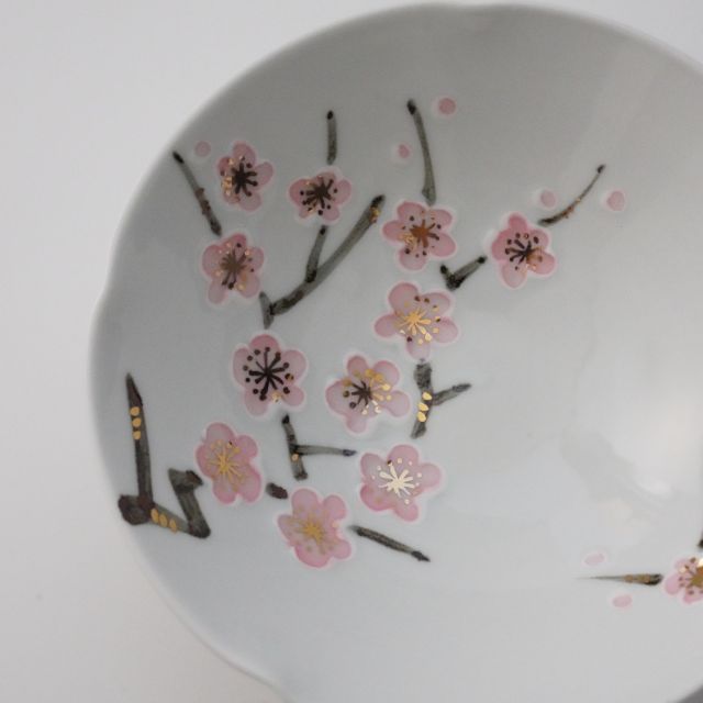 伊万里焼　一珍紅梅　五方押鉢