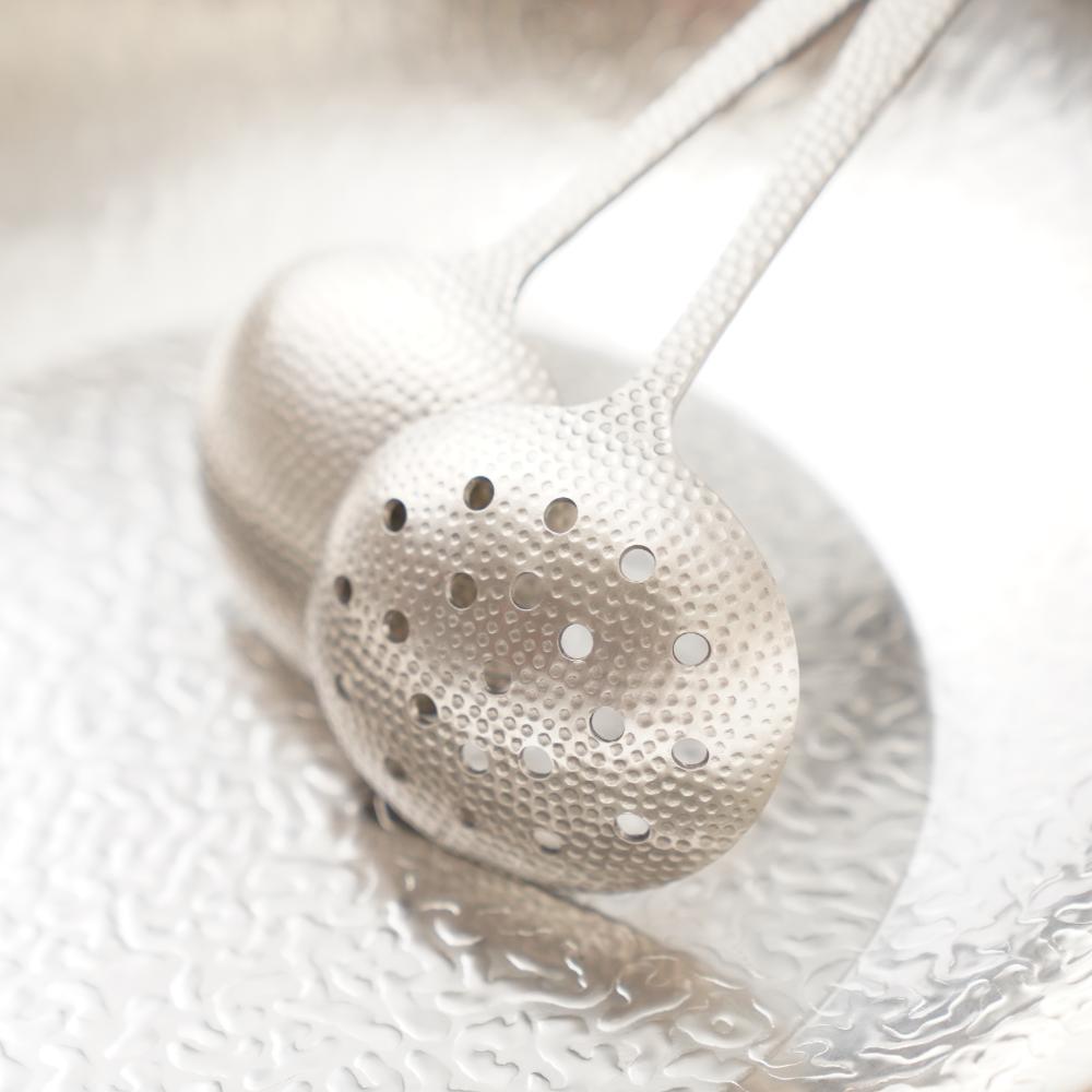 【予約/11月中お届け】槌目入りお玉　穴無し　シルバー