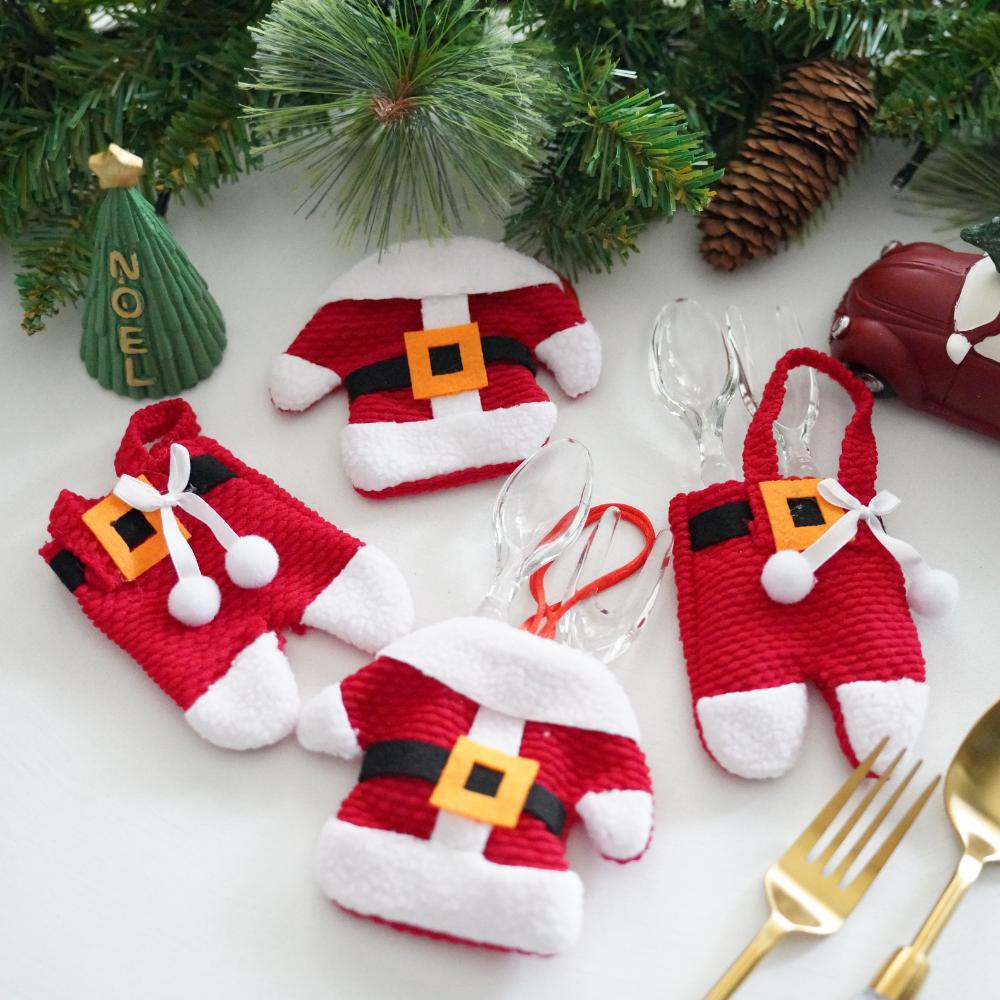 【2点セット】サンタさんのお洋服　カトラリーホルダー