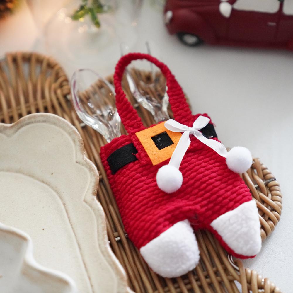 【2点セット】サンタさんのお洋服　カトラリーホルダー