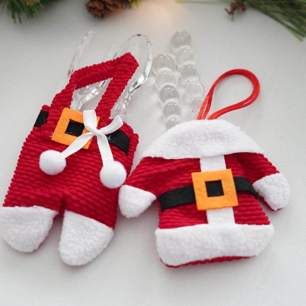 【2点セット】サンタさんのお洋服　カトラリーホルダー