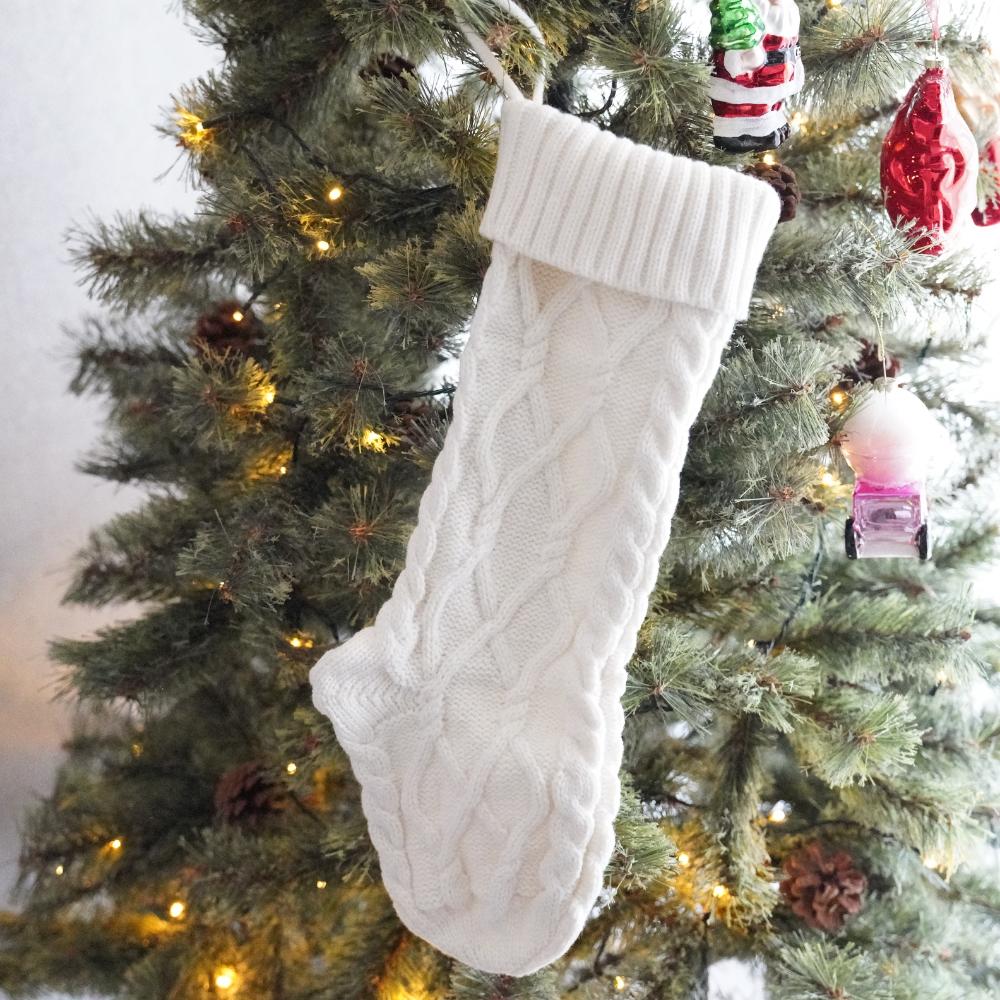 【アウトレット】【2点セット】ニットクリスマスソックス（ベージュ・ホワイト）