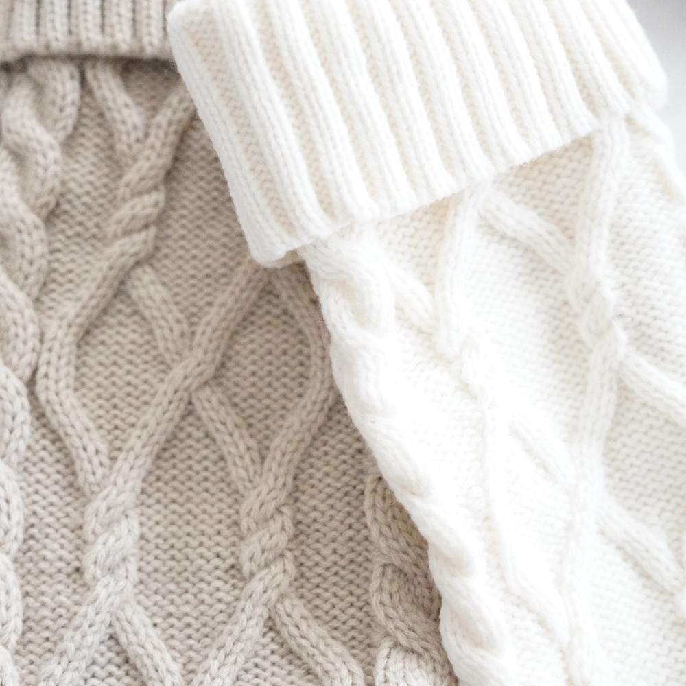 【アウトレット】【2点セット】ニットクリスマスソックス（ベージュ・ホワイト）