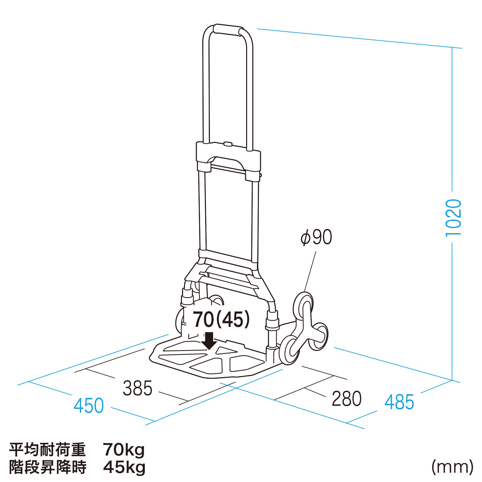 折りたたみキャリー（3輪階段用台車）