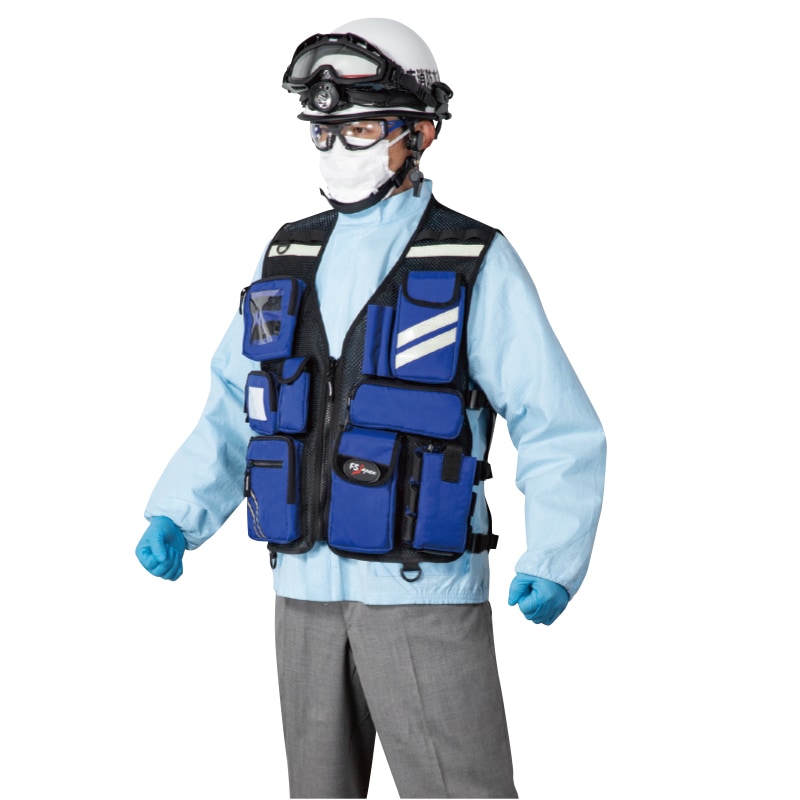 救急隊ベストMB1 | ベスト・ラジオハーネス | FS・JAPAN ブルー,プロフェッショナル ベスト ハイムリック救急気道閉塞シミュレーショントレーニングベスト、全年齢対応防止装置、調整可能なストラ