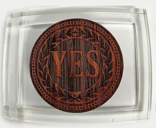 <YES/NOチップ>マグネット・コイン:木製