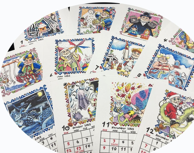 カズ・カタヤマ2025年オリジナル卓上カレンダー（送料込み