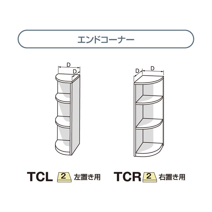 カウンター下すきまくん エンドコーナー(TCL/TCR) Tシリーズ 高