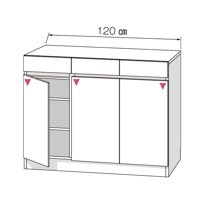 カウンター下すきまくん 引出し＆扉 キャビネット(T120) Tシリーズ 横幅120cm 奥行35cm