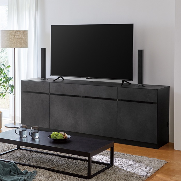 テレビすきまくん 両開き・ポリカ扉キャビネット(M-ATW) 幅56~70cm 高さ155.2cm 奥行42.2ｃｍ