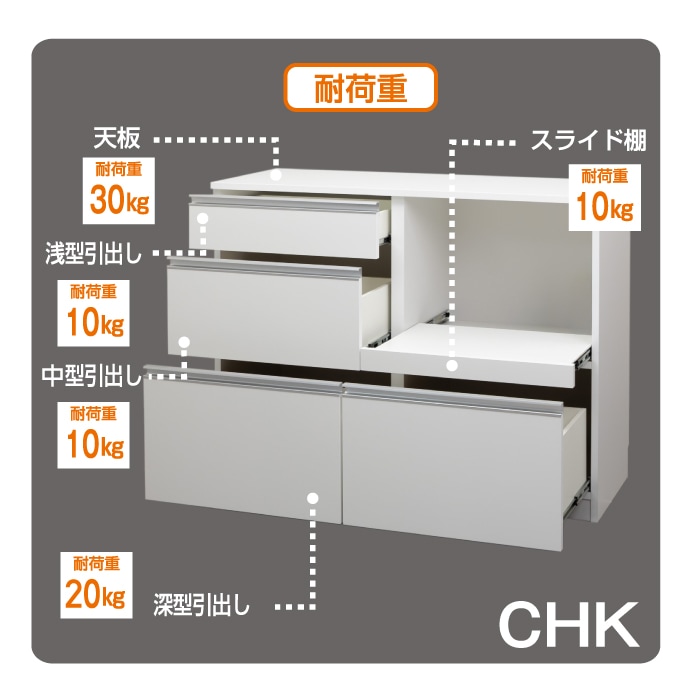 レンジすきまくん Cタイプ カウンタータイプ 幅121~150cm 高さ92cm 奥行42cm