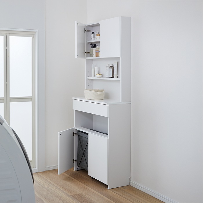 サニタリーすきまくん 多段チェスト 4段(4H) 横幅56~70cm 高さ92.3cm 奥行42cm