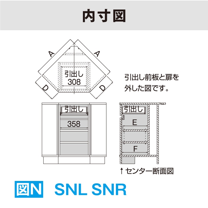 カウンター下すきまくん 引出し付きインコーナー(SNL/SNR) Sシリーズ