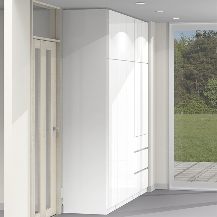 ワードローブすきまくん ミラー扉 下ハンガー＋上下棚(MB) 横幅60cm 高