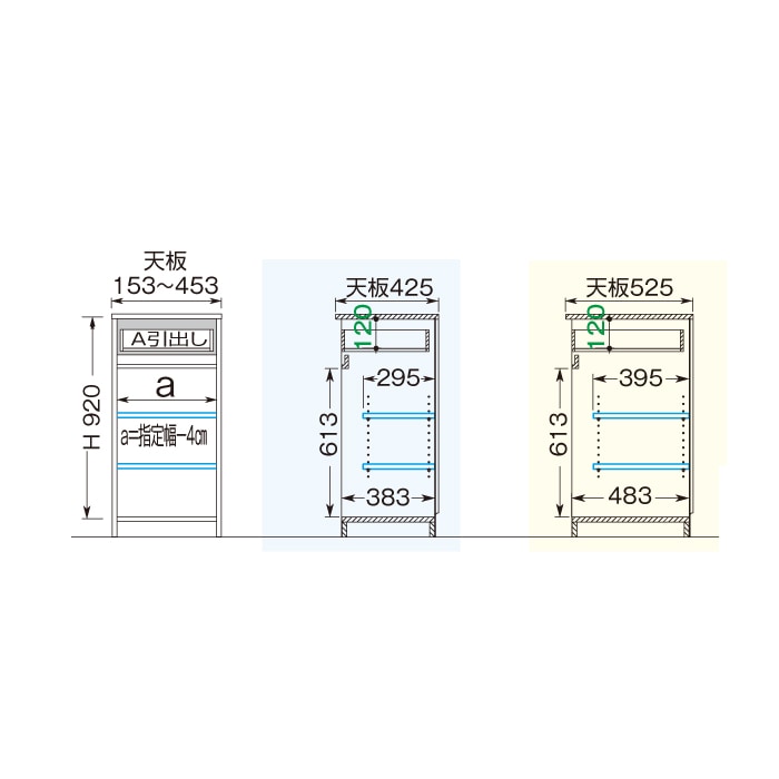 スリムすきまくん Lタイプ 高さ92~のローキャビネット(L1L/L1R) 幅31~45cm 高さ92cm 奥行52cm