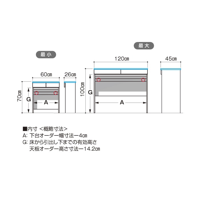 3Dすきまくん Dタイプ デスクユニット 幅81~120cm 高さ70~84cm 奥行26~35cm