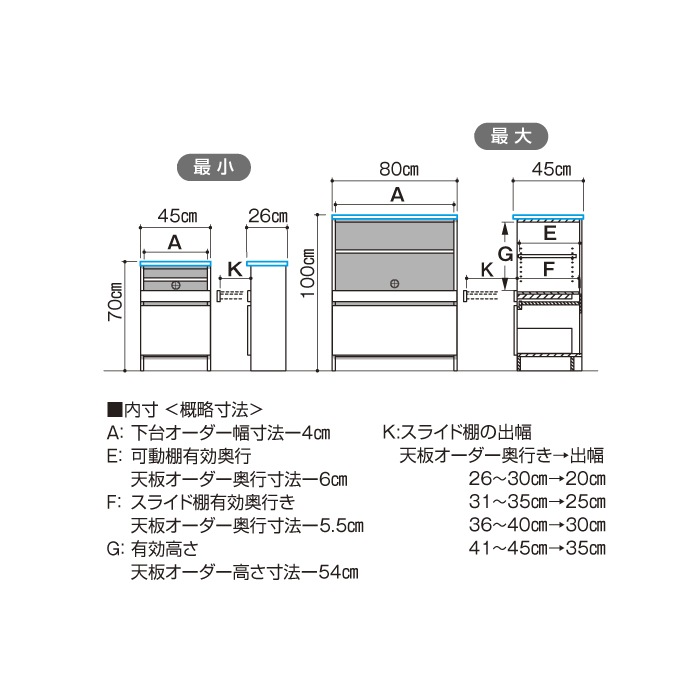 3Dすきまくん Sタイプ スライドユニット 幅45~60cm 高さ70~84cm 奥行26~35cm